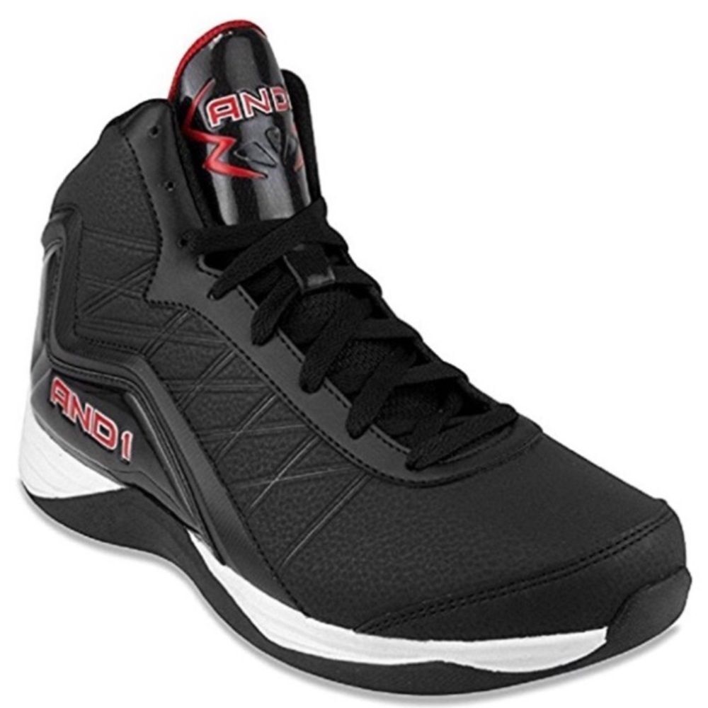 And1 Black and Red High-Top Basketball Sneakers Size 10.5
